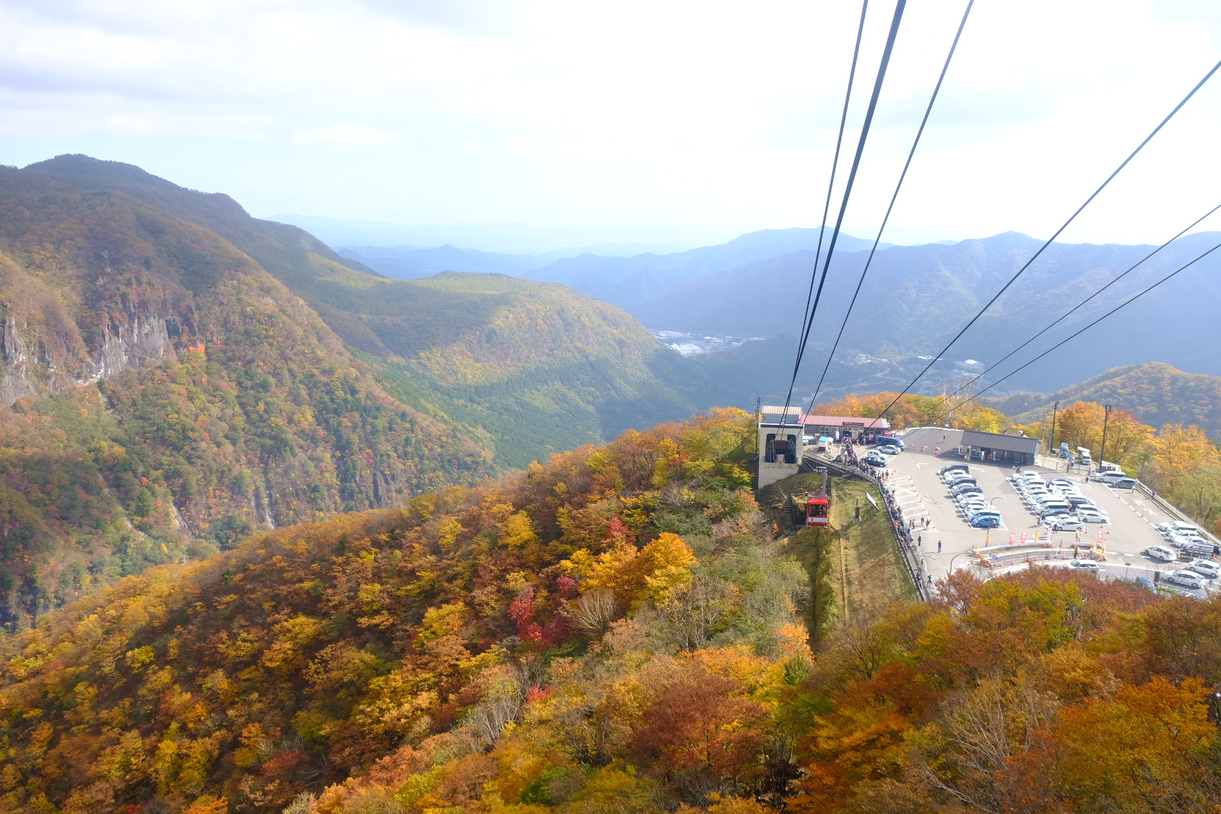 The view from the deck back to the ropeway's parking lot