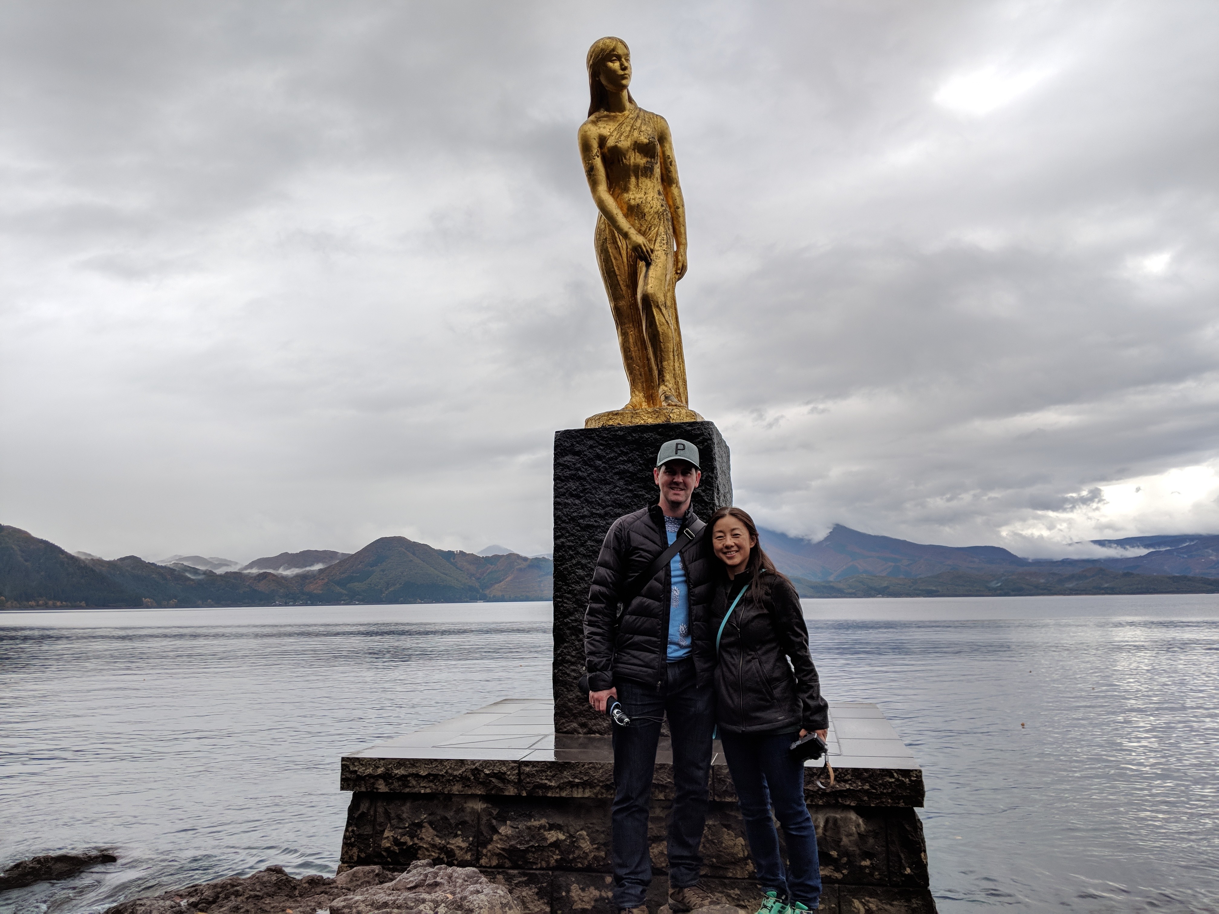 Us in front of Tatsuko's statue